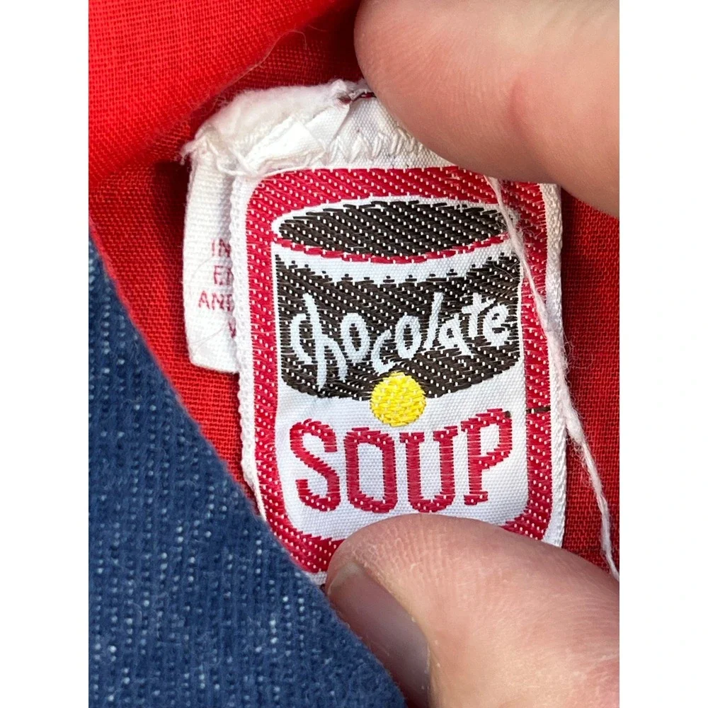 Vintage Chocolate Soup Denim Cowgirl Applique Red Lined Dress Girls Size 5
